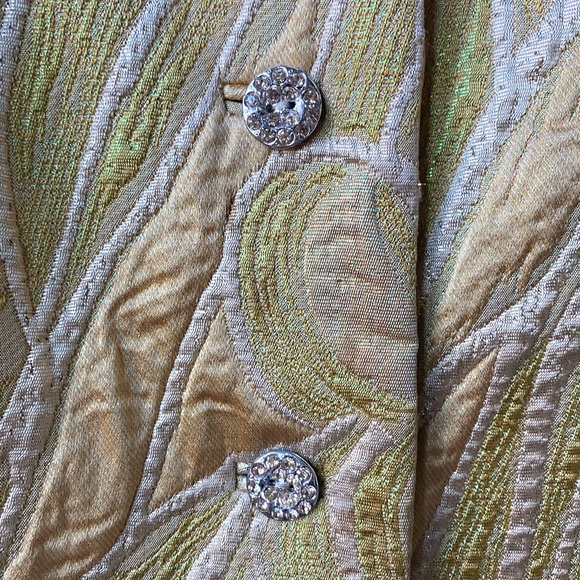 VINTAGE 60s/70s Yellow Brocade Floral Tapestry Jacket Blazer Coat - Picture 5 of 7